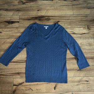 blue v-neck sweater